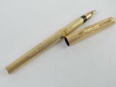 A vintage Parker 105 fountain pen with 14ct gold nib (nib a/f), unengraved bark effect.