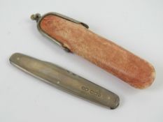 A HM silver double bladed fruit knife, t