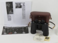 A pair of Zeiss Jenoptem 6816042 10 x 50 W binoculars in original case having been presented to