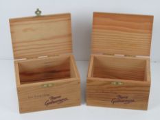 Two vintage foie gras boxes each dated 1991.