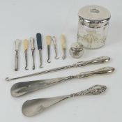 A quantity of assorted HM silver and other dressing table items inc;
