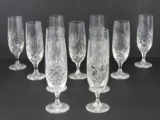 A set of eleven cut glass tall wines.