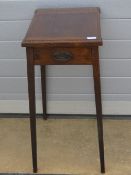 An arts & crafts style good oak hall or planter table with single end drawer and splayed legs 36 x