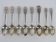 A quantity of assorted HM silver spoons, inc; Victorian trio of spoons,