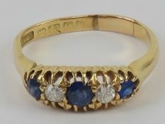 An 18ct gold sapphire and diamond five stone ring,