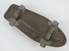 An Edwardian two part mousse mould in the form of a fish (chubb like) 8 1/2