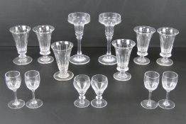 A quantity of glassware including a pair of deep dish footed aperitif glasses,