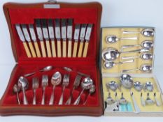 A silver plated dinner service in wooden canteen together with other assorted silver plated