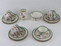 A quantity of reproduction early Worcester tea ware in the Old Bow pattern (originally c1768)