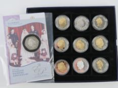 Coins; Queen Elizabeth II Golden Jubilee Collection, nine 925 silver coins, eight weighing 28.