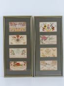 A pair of framed sweetheart card montages.