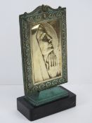 An Art Deco bas-relief portrait of Sainte-Odile, patron Saint of Alsace,