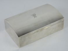 An HM silver domed top cigar box, lid lifting to reveal cedar wood lined compartment within,