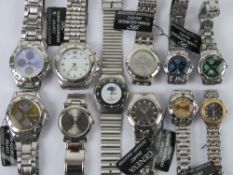 Eleven 'as new' stainless steel wrist watches.