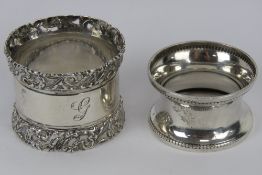 Two hm silver napkin rings,