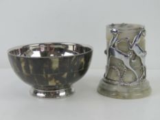 A contemporary carapace type paneled bowl with silvered interior, 15.5cm dia.