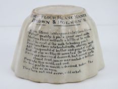 A vintage Brown and Polson's blancmange mould having recipe and instructions upon, 19cm wide.
