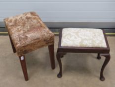A late Georgian plain oak square legged footstool for recovering, 52 x 36 x 47cm.