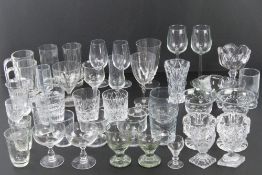 A quantity of assorted glassware including wines, tumblers, whiskey glasses, bowls, etc etc.