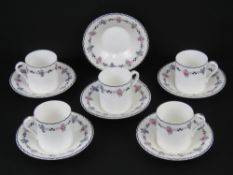 A set of Shelley coffee cans and saucers, five cups (one a/f) and six saucers.