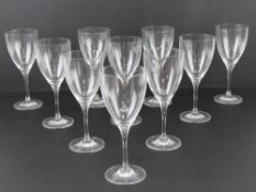 A quantity of ten contemporary wine glasses.
