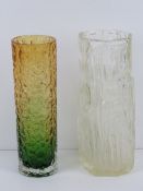 Two glass vases in the style of Whitefriars,