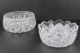 A fine lead crystal cut glass fruit bowl 21cm dia, together with another similar 22cm dia.