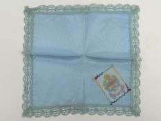 A hand embroidered WWI handkerchief for