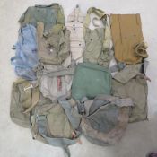 A quantity of assorted WWII gas mask bag