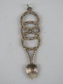 An unusual HM silver Welsh love spoon pendant measuring 6.3cm inc bale, hallmarked Birmingham.