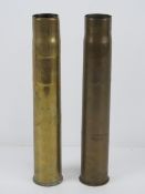 Two WWII Russian 40mm brass shell cases.