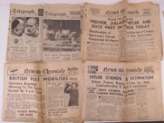 A quantity of original newspapers from second world war period.