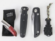 A quantity of assorted pocket knives inc; Jack Pyke, Free Viper, Gerber knife, and another.