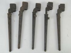 Five No.4 spike bayonets with scabbards.