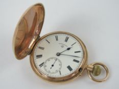 A 9ct gold full Hunter pocket watch marked to dial and movement for Rothererhams London no 73927,
