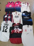 A quantity of assorted signed cricket shirts inc R P Singh Leicester and India,
