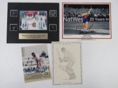 A small quantity of signed cricket memorabilia including; Michael Vaughn signature on card,