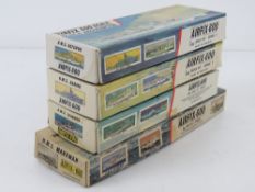 Four vintage Airfix-600 scale model ships inc three from Series 1 being HMS Leander,