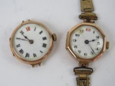 Two vintage 9ct rose gold ladies manual cocktail wristwatches, each hallmarked 375,