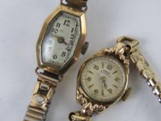 Two vintage 9ct gold ladies cocktail watches, manual movements, each on expanding bracelet,