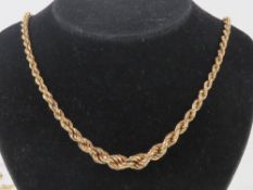 A substantial 9ct gold graduated rope twist chain necklace having Russian and London import