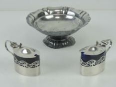 An HM silver pedestal bonbon dish, raised over single foot and hallmarked Sheffield 1910.