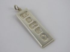 A HM silver ingot pendant having 1977 Jubilee hallmark, 14.9g/0.48ozt.