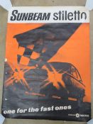 An original c1970s Sunbeam Stiletto poster produced by Rootes group, measuring 100 x 75cm.
