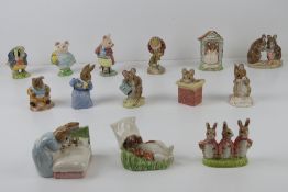 Beatrix Potter Royal Albert figurines each bearing brown back stamp with crown.