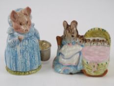 Two Beatrix Potter Beswick figurines, old back stamp, 'Hunca Munca' and 'Aunt Pettitoes'.