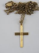 A 9ct gold crucifix on 9ct gold chain necklace, 3.2g.