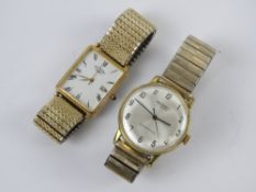 Two vintage wristwatches being Rotary with white dial and date aperture,