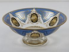 A gilded glass pedestal fruit bowl having Regency style pattern, 20.5cm dia.