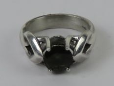 A HM silver men's ring having central ro